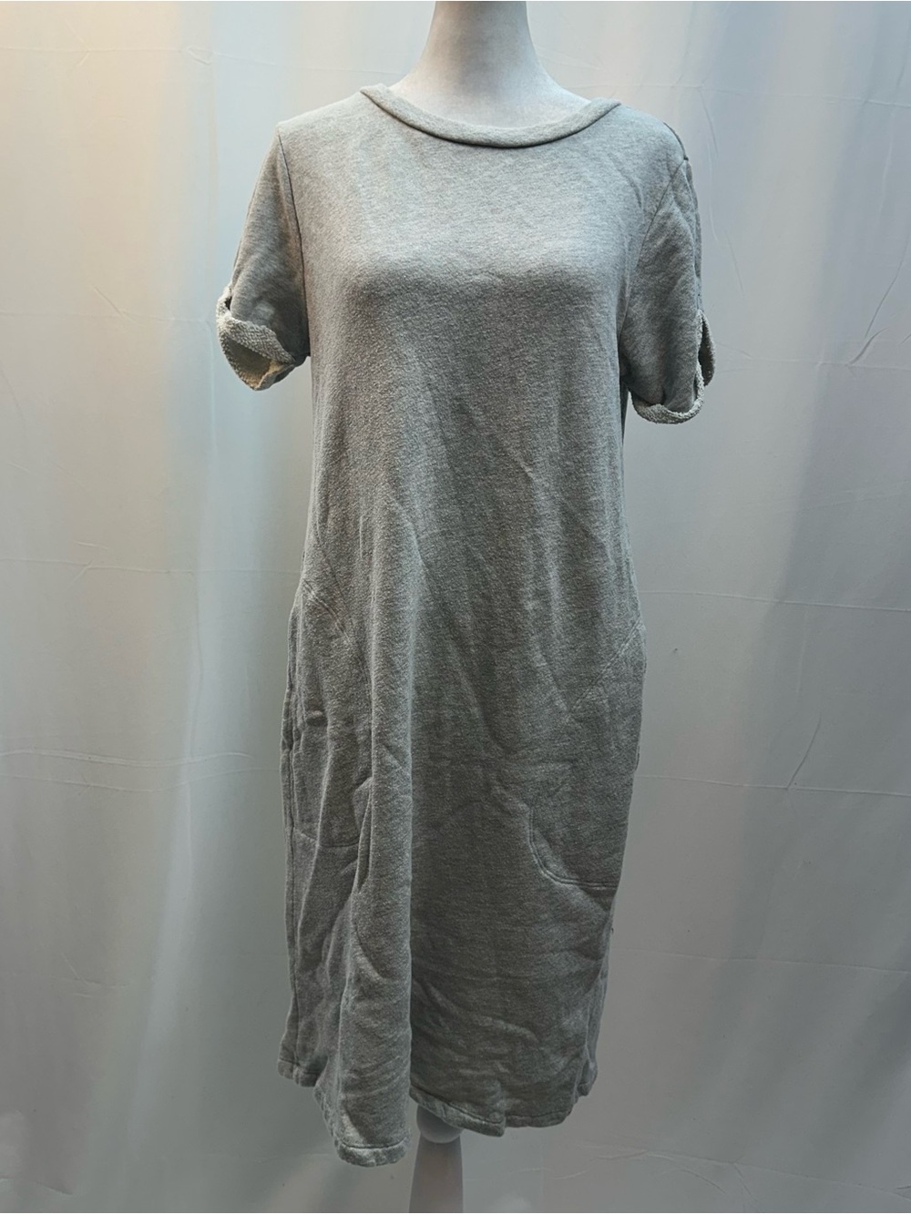 cloth & stone Light Gray Short-Sleeve Midi Dress M